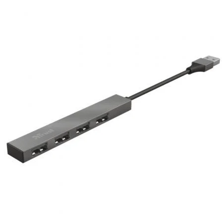 Trust Halyx Hub USB 2.0 de 4 puertos, Aluminio Gris